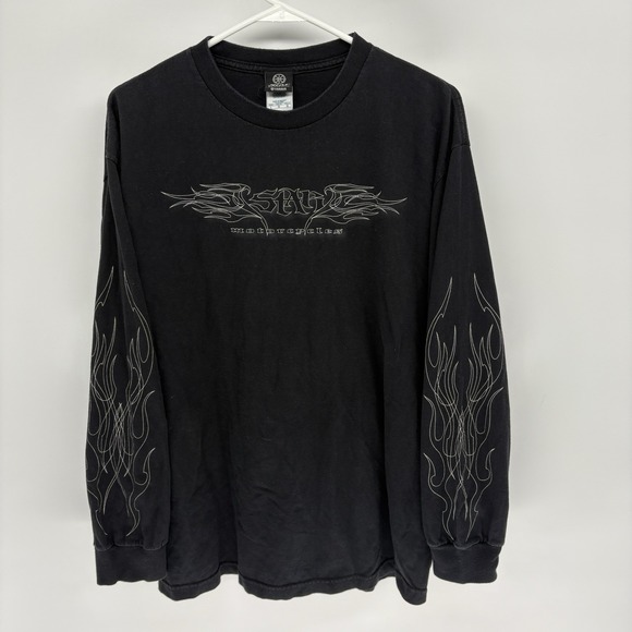 Vintage Yamaha Star Motorcycle Long Sleeve Shirt Flames Rare Goth Punk Men L